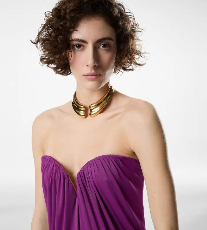 STRAPLESS DRAPED EVENING DRESS online